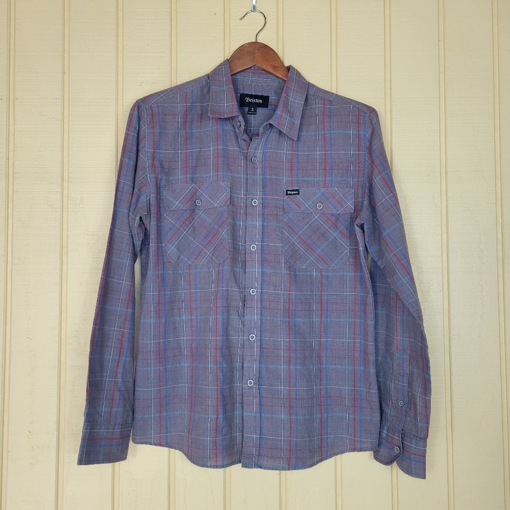 Brixton long sleeve plaid shirt size Small  Color:  blue